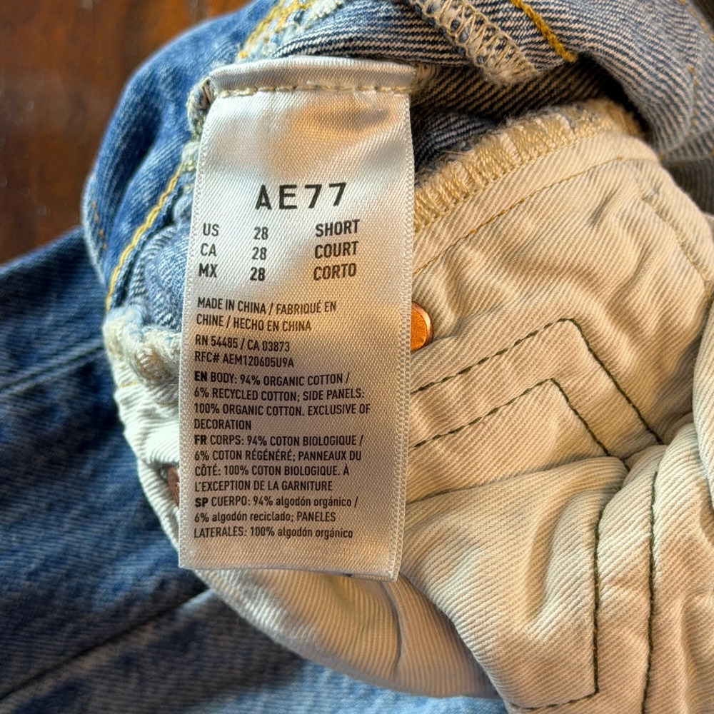AE77 New York Wide Leg Light Wash Organic Cotton Jeans Size 28 Short - Picture 3 of 14